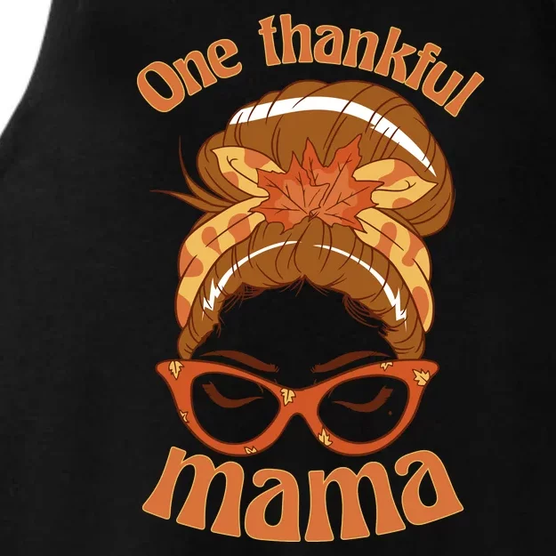 One Thankful Mama Autumn Festive Hair Bun Ladies Tri-Blend Wicking Tank