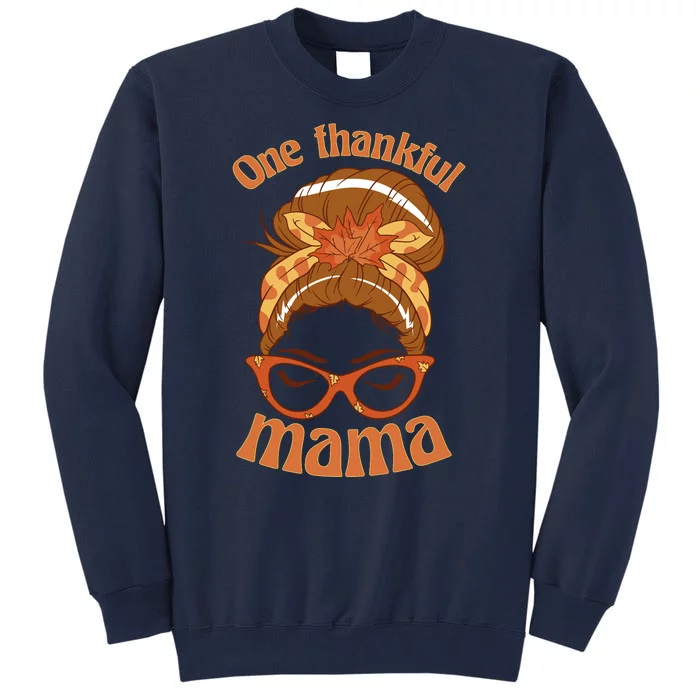 One Thankful Mama Autumn Festive Hair Bun Tall Sweatshirt