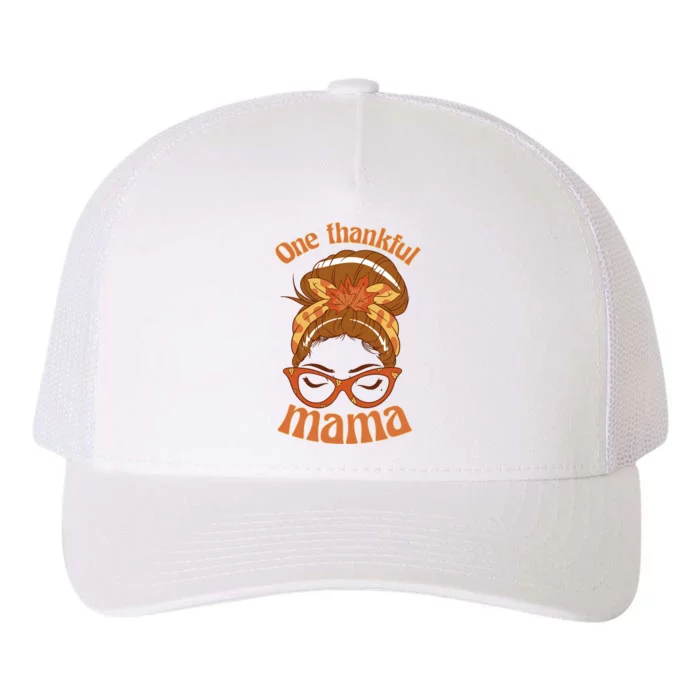 One Thankful Mama Autumn Festive Hair Bun Yupoong Adult 5-Panel Trucker Hat