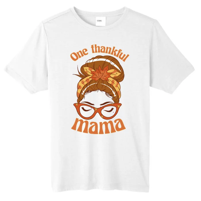 One Thankful Mama Autumn Festive Hair Bun ChromaSoft Performance T-Shirt