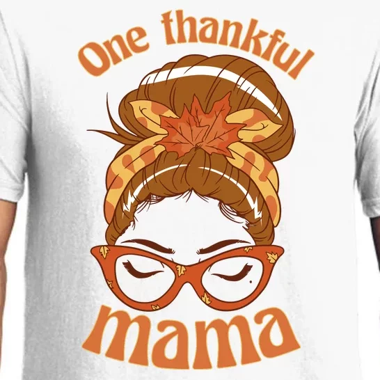 One Thankful Mama Autumn Festive Hair Bun Pajama Set