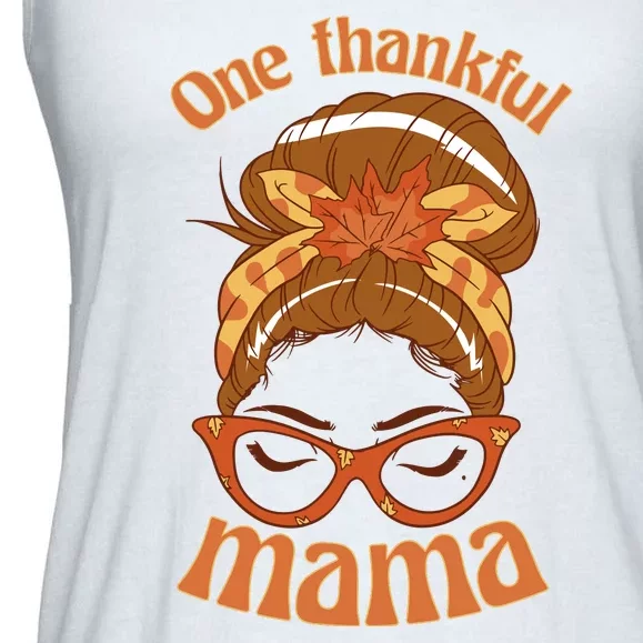 One Thankful Mama Autumn Festive Hair Bun Ladies Essential Flowy Tank