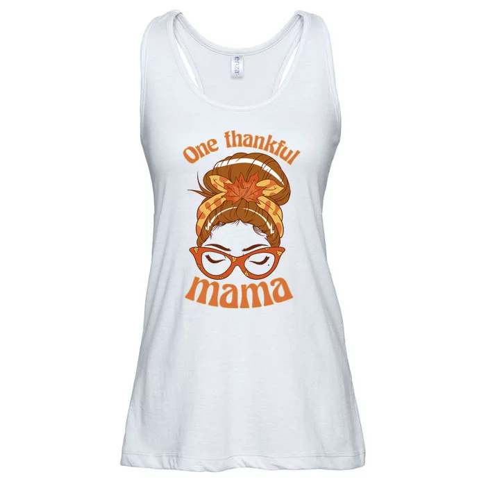 One Thankful Mama Autumn Festive Hair Bun Ladies Essential Flowy Tank