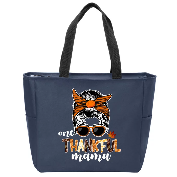 One Thankful Mama Fall Thanksgiving Festive Zip Tote Bag