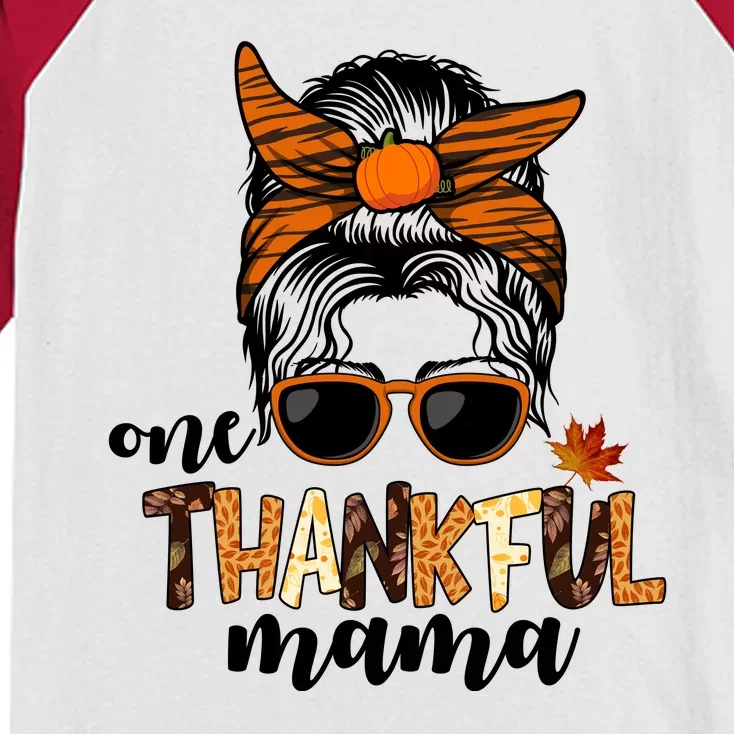 One Thankful Mama Fall Thanksgiving Festive Kids Colorblock Raglan Jersey