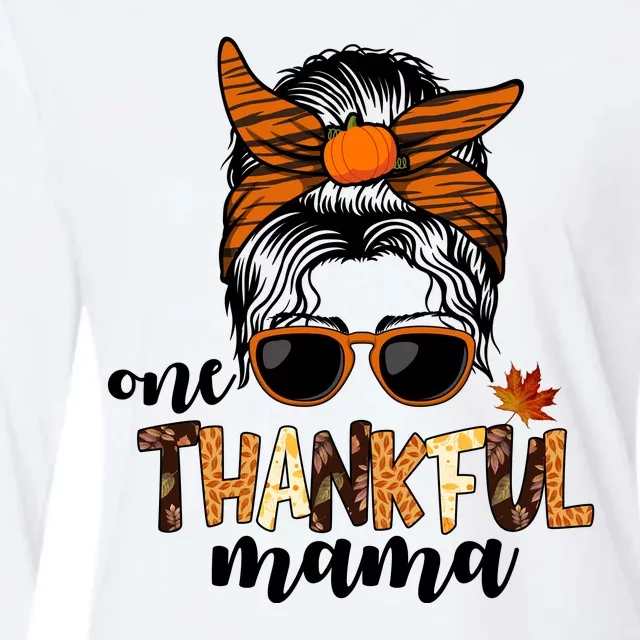 One Thankful Mama Fall Thanksgiving Festive Womens Cotton Relaxed Long Sleeve T-Shirt