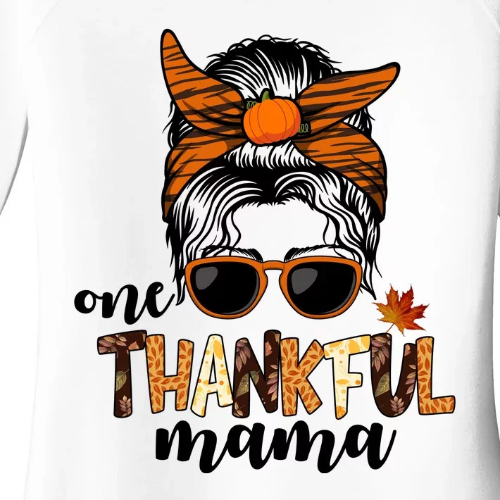 One Thankful Mama Fall Thanksgiving Festive Women's Perfect Tri Tunic Long Sleeve Shirt