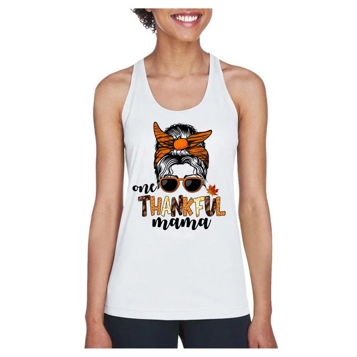 One Thankful Mama Fall Thanksgiving Festive Women's Racerback Tank