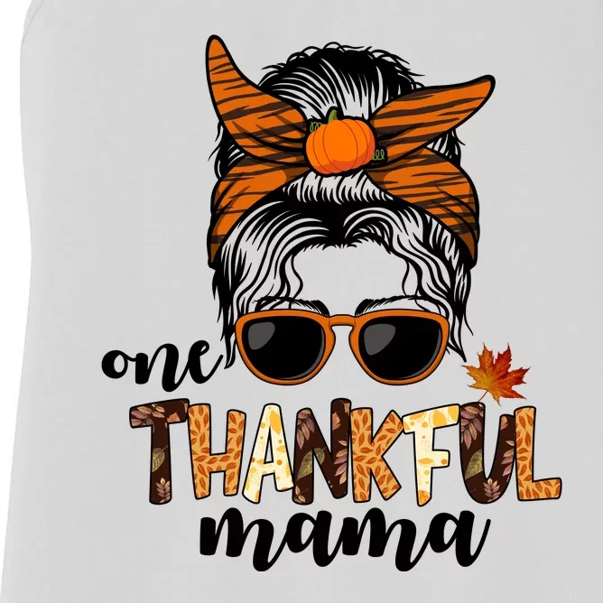 One Thankful Mama Fall Thanksgiving Festive Women's Racerback Tank