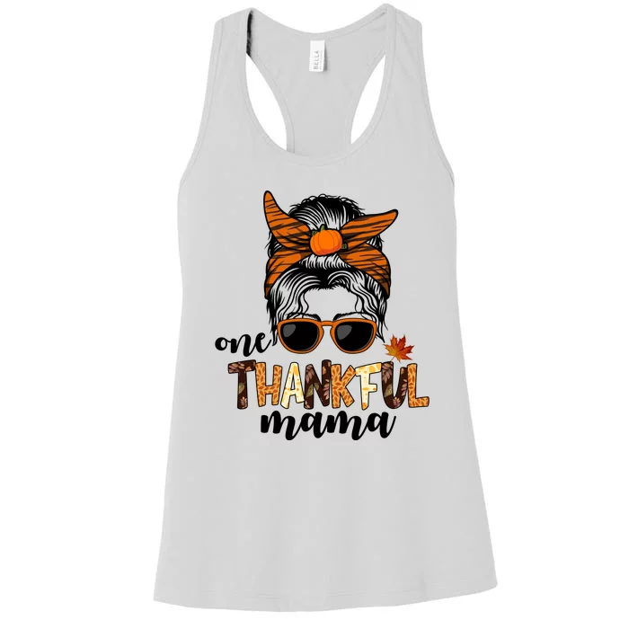 One Thankful Mama Fall Thanksgiving Festive Women's Racerback Tank