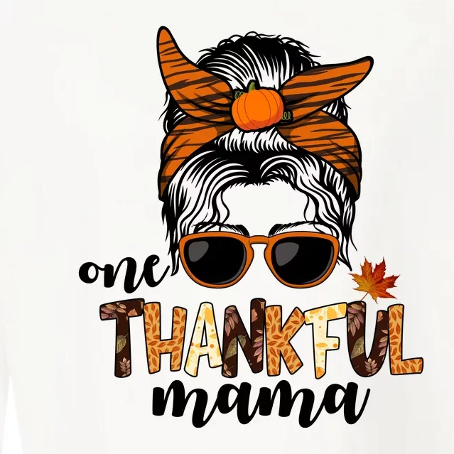 One Thankful Mama Fall Thanksgiving Festive Cropped Pullover Crew