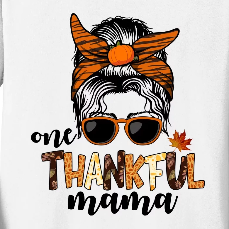 One Thankful Mama Fall Thanksgiving Festive Kids Long Sleeve Shirt