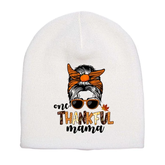 One Thankful Mama Fall Thanksgiving Festive Short Acrylic Beanie