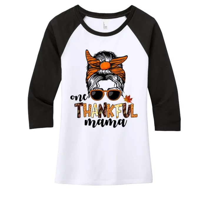 One Thankful Mama Fall Thanksgiving Festive Women's Tri-Blend 3/4-Sleeve Raglan Shirt