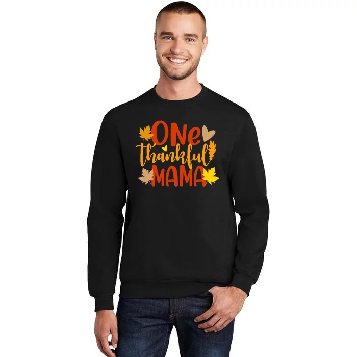 One Thankful Mama Autumn Fall Mother Thanksgiving Leaves Sweatshirt