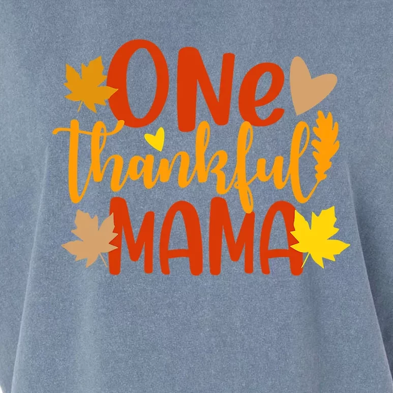 One Thankful Mama Autumn Fall Mother Thanksgiving Leaves Garment-Dyed Women's Muscle Tee