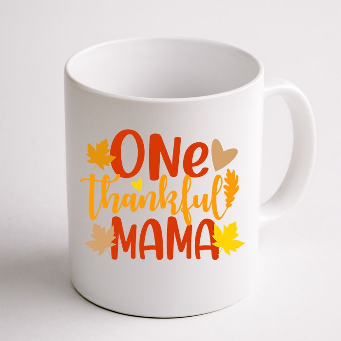 One Thankful Mama Autumn Fall Mother Thanksgiving Leaves Front & Back Coffee Mug