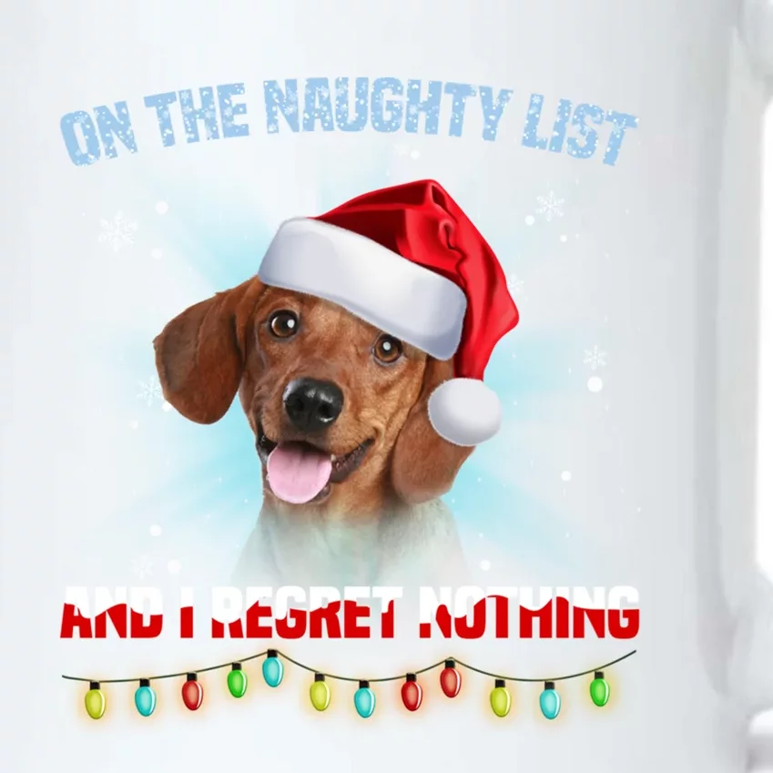 On The Naughty List And I Regret Nothing Dachshund Christmas Gift Black Color Changing Mug