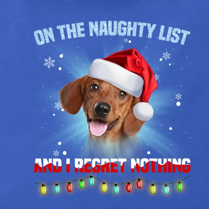 On The Naughty List And I Regret Nothing Dachshund Christmas Gift Zip Tote Bag