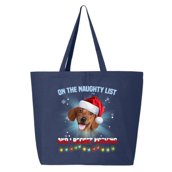 On The Naughty List And I Regret Nothing Dachshund Christmas Gift 25L Jumbo Tote