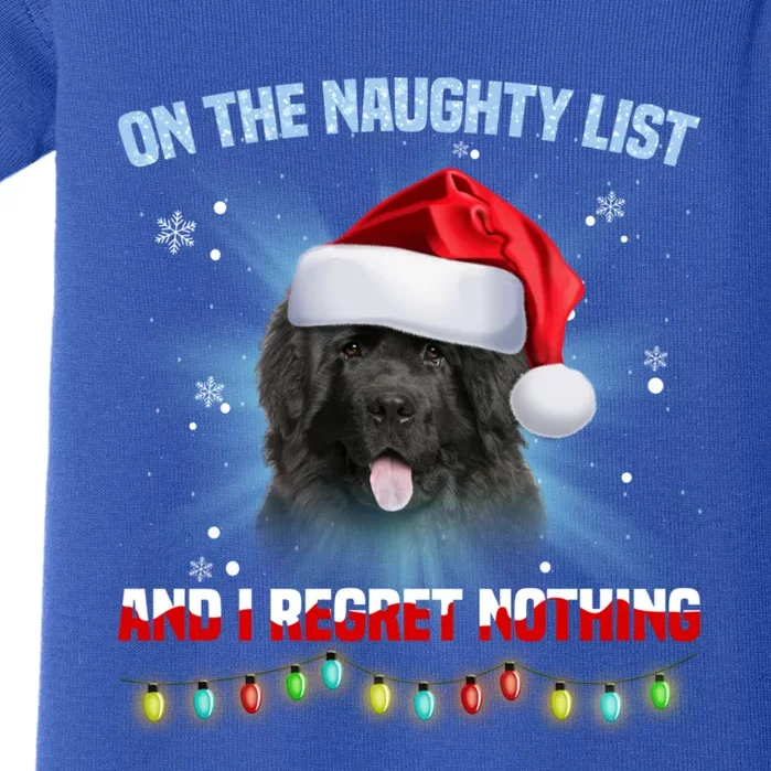 On The Naughty List And Newfoundland Dog Santa Hat Christmas Gift Baby Bodysuit