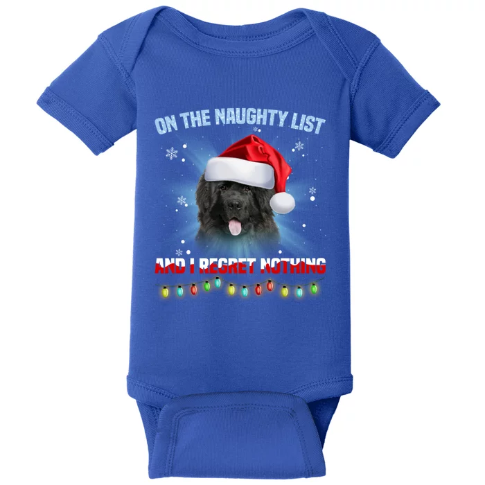 On The Naughty List And Newfoundland Dog Santa Hat Christmas Gift Baby Bodysuit