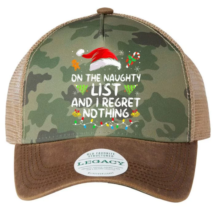 On The Naughty List And I Regret Nothing Funny Xmas Legacy Tie Dye Trucker Hat