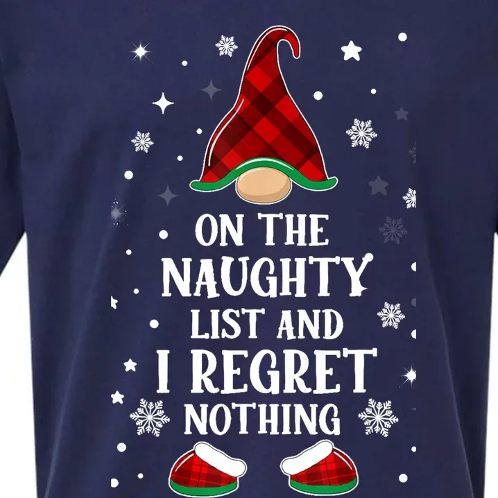 On The Naughty List And I Regret Nothing Funny Xmas Gnome Gift Sueded Cloud Jersey T-Shirt