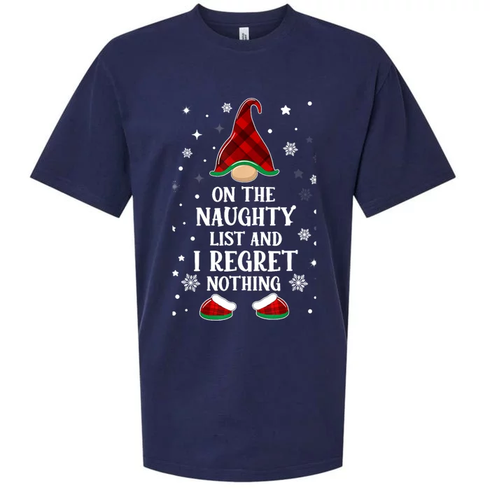 On The Naughty List And I Regret Nothing Funny Xmas Gnome Gift Sueded Cloud Jersey T-Shirt