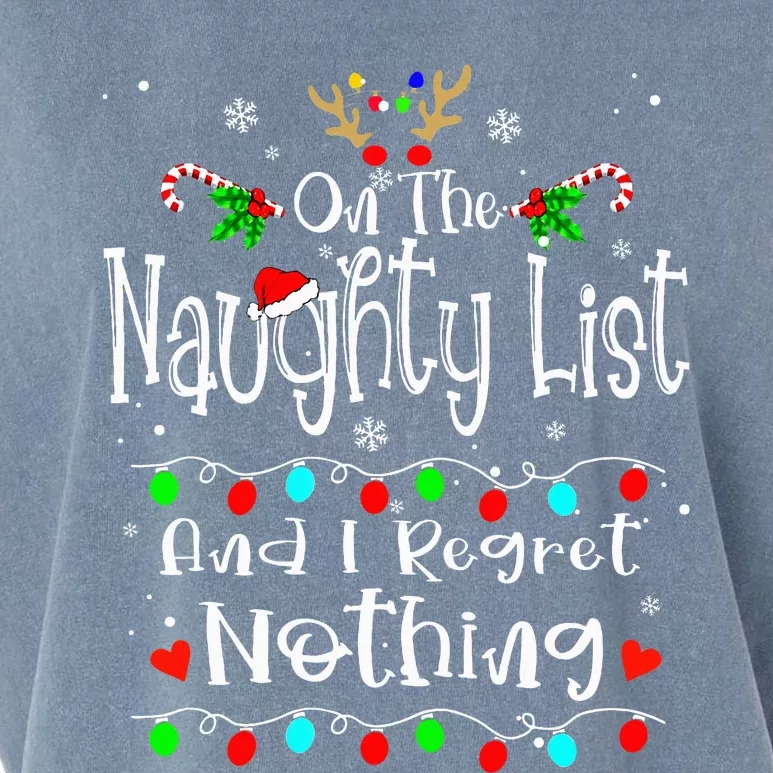 On The Naughty List And I Regret Nothing Funny Christmas Garment-Dyed Women's Muscle Tee