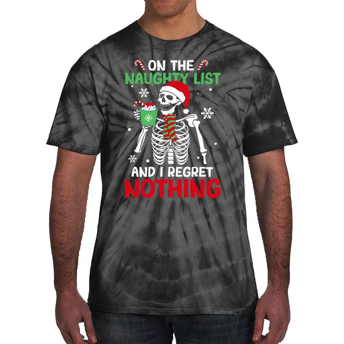 On The Naughty List And I Regret Nothing Christmas Tie-Dye T-Shirt