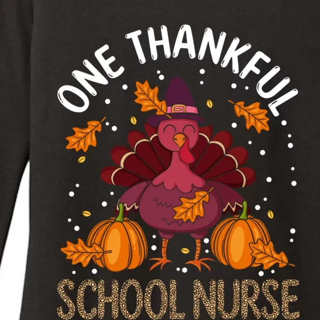 One Thankful Nurse Turkey Leopard Thanksgiving School Nurse Gift Womens CVC Long Sleeve Shirt