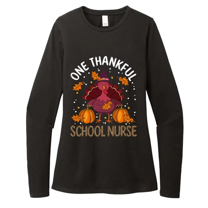 One Thankful Nurse Turkey Leopard Thanksgiving School Nurse Gift Womens CVC Long Sleeve Shirt