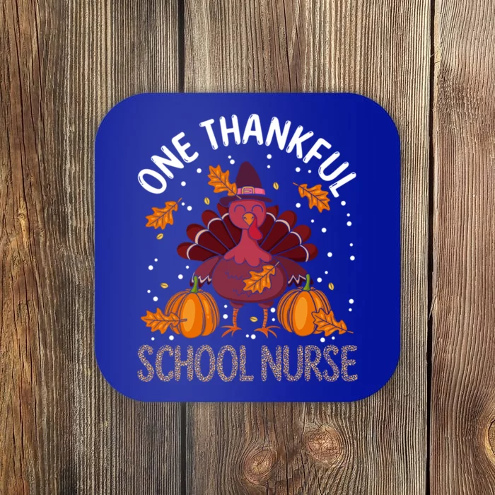 One Thankful Nurse Turkey Leopard Thanksgiving School Nurse Gift Coaster