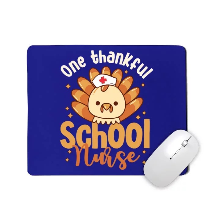 One Thankful Nurse Turkey Leopard Thanksgiving School Nurse Funny Gift Mousepad