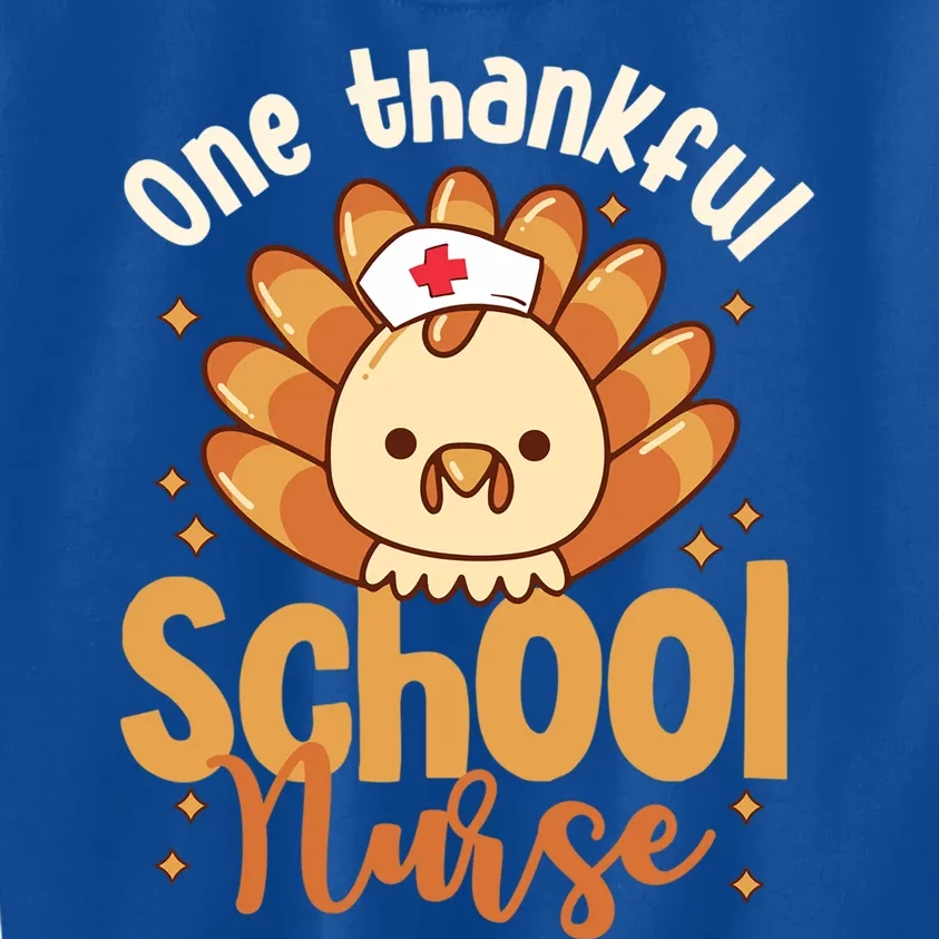 One Thankful Nurse Turkey Leopard Thanksgiving School Nurse Funny Gift Kids Sweatshirt