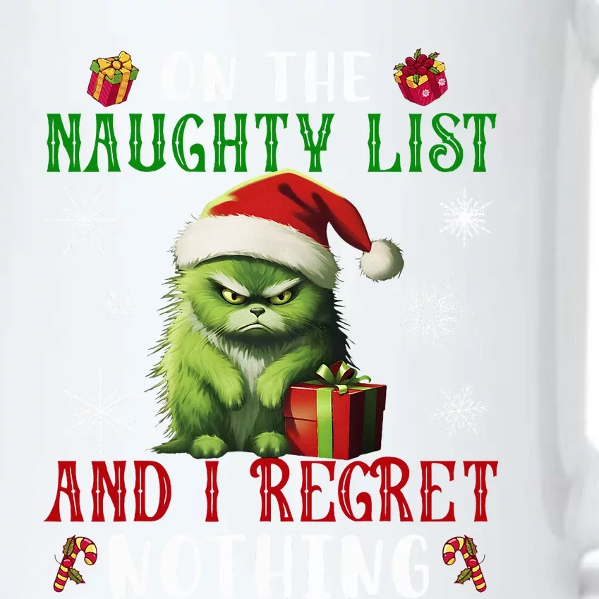 On The Naughty List And I Regret Nothing Cat Christmas Lover Black Color Changing Mug