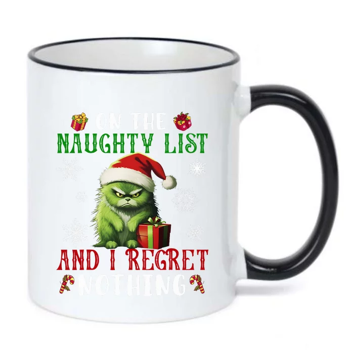 On The Naughty List And I Regret Nothing Cat Christmas Lover Black Color Changing Mug