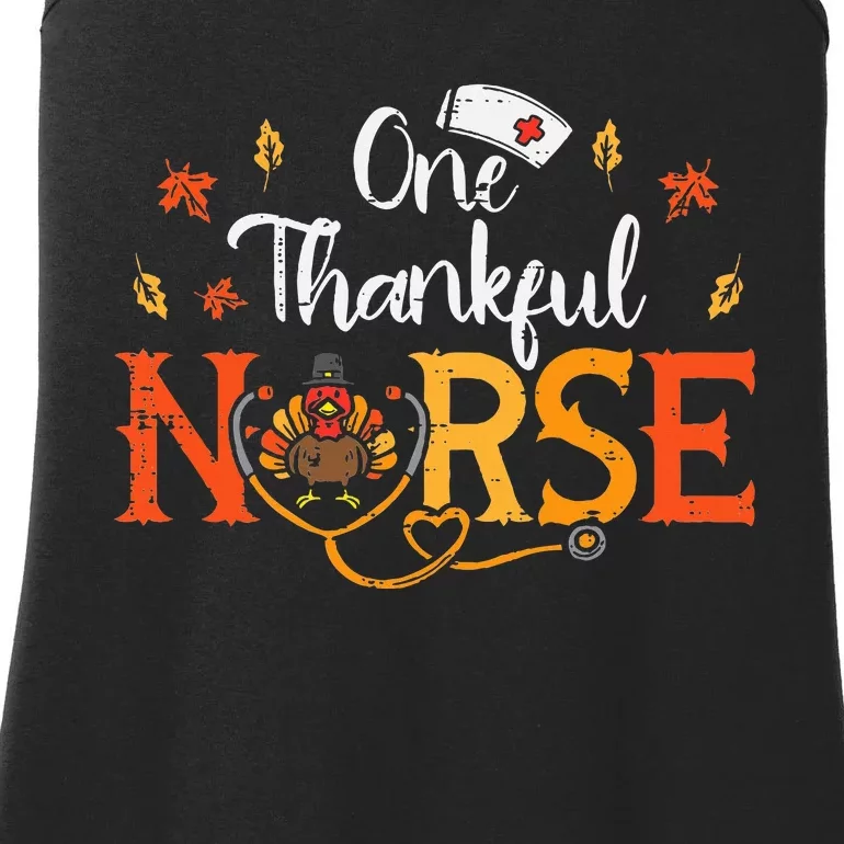 One Thankful Nurse Turkey Thanksgiving Scrub Top Fall Ladies Essential Tank