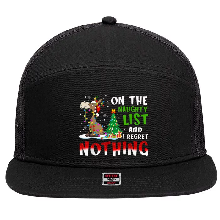 On The Naughty List And I Regret Nothing 7 Panel Mesh Trucker Snapback Hat