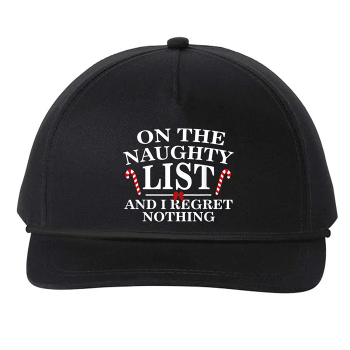 On The Naughty List And I Regret Nothing Funny Xmas Tee Snapback Five-Panel Rope Hat