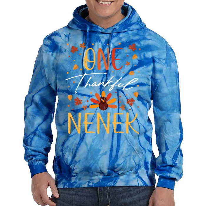 One Thankful Nenek Grandma Thanksgiving Fall Vintage Great Gift Tie Dye Hoodie