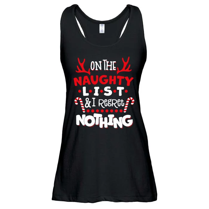 On The Naughty List I Regret Nothing Ladies Essential Flowy Tank