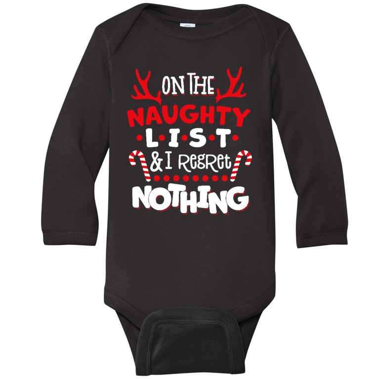 On The Naughty List I Regret Nothing Baby Long Sleeve Bodysuit
