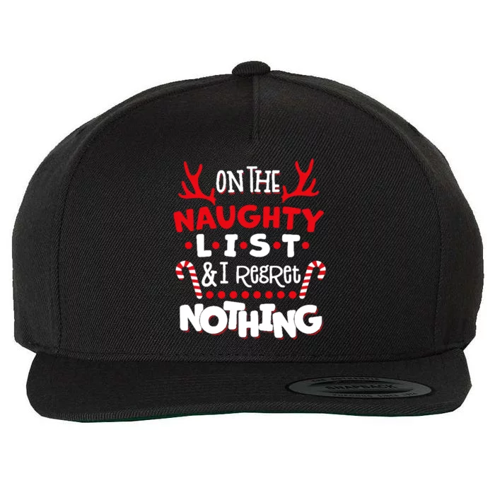 On The Naughty List I Regret Nothing Wool Snapback Cap