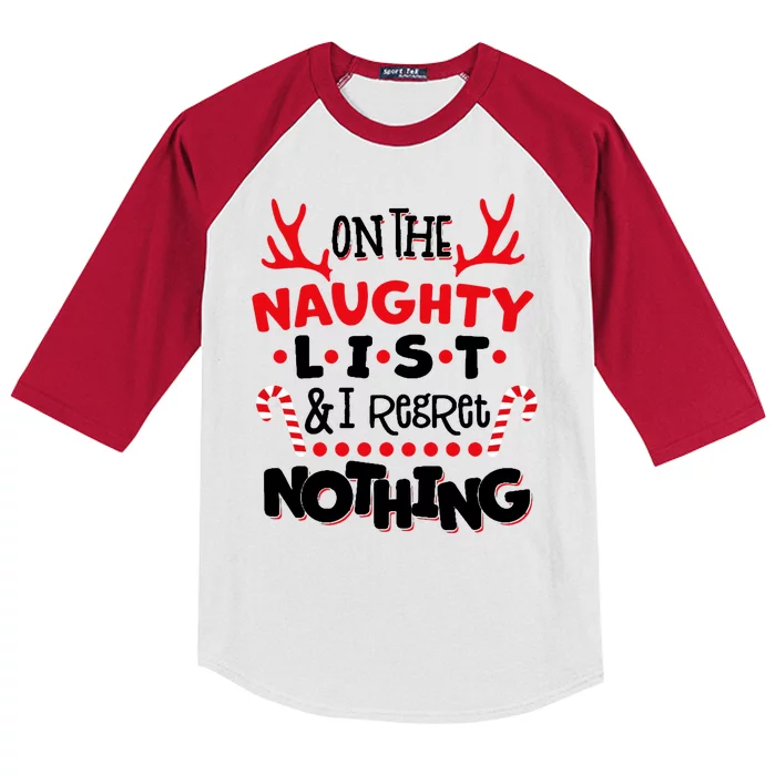 On The Naughty List I Regret Nothing Kids Colorblock Raglan Jersey