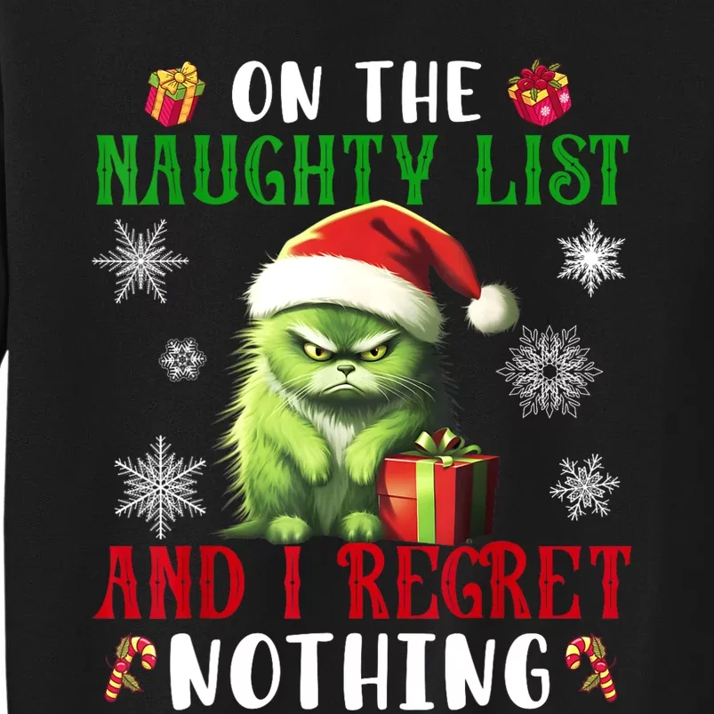 On The Naughty List And I Regret Nothing Cat Christmas Lover Sweatshirt