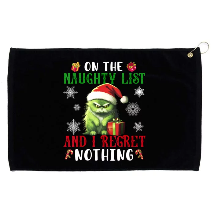 On The Naughty List And I Regret Nothing Cat Christmas Lover Grommeted Golf Towel