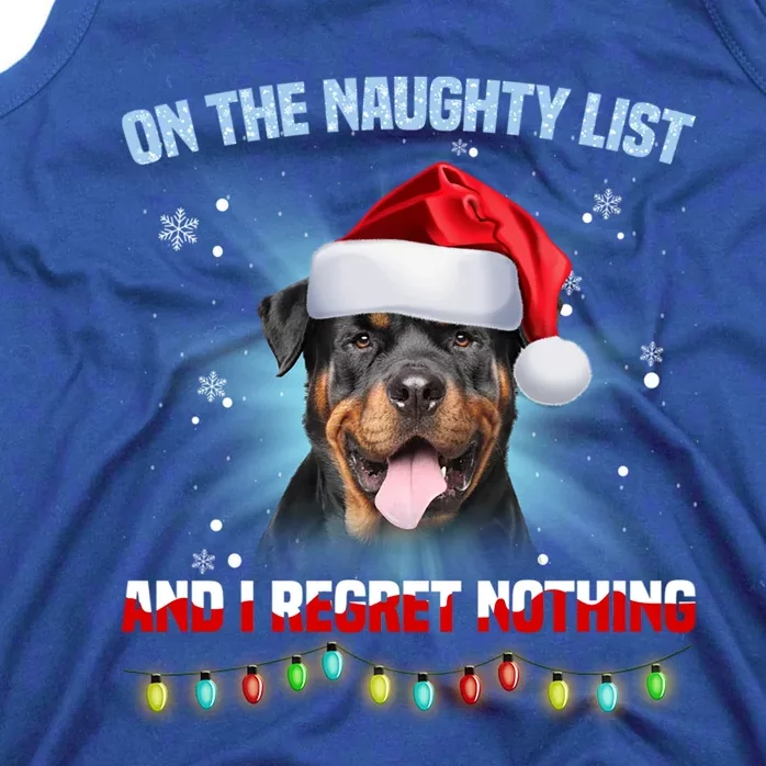 On The Naughty List And Rottweiler Santa Hat Christmas Gift Tank Top