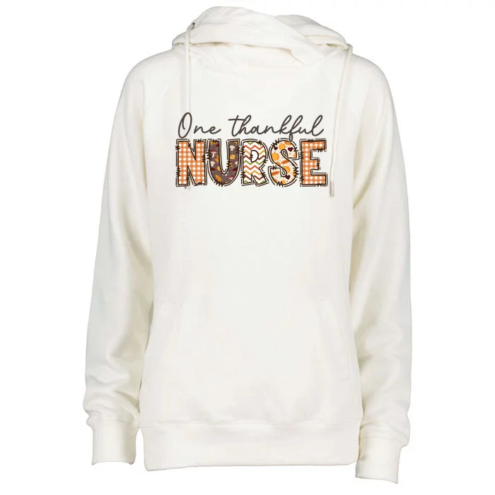 One Thankful Nurse Thanksgiving Womens Funnel Neck Pullover Hood